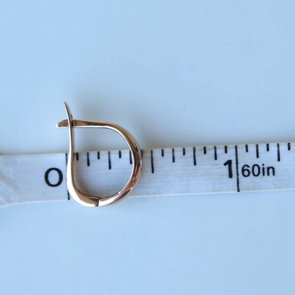 Solid 14K Rose Gold Fianite SINGLE Hoop Earring - Picture 9 of 13